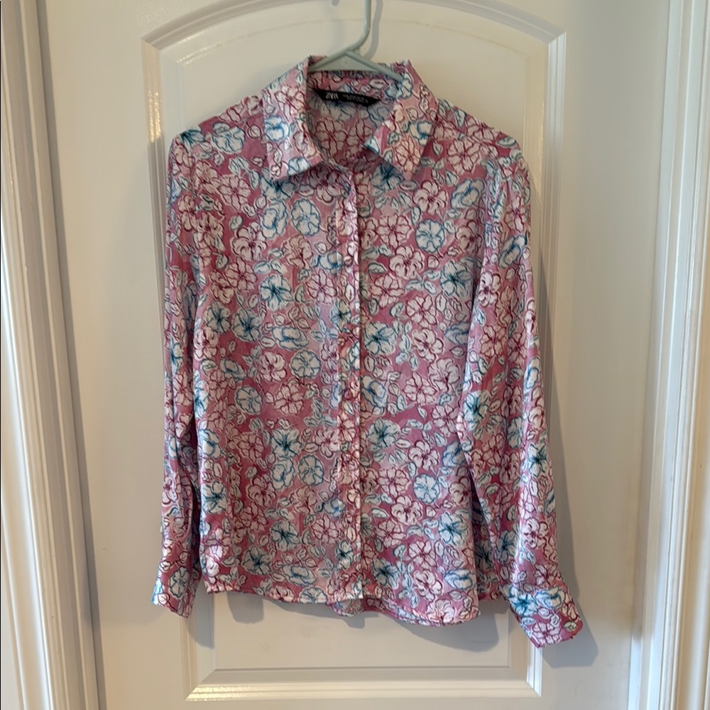 Zara Floral Button-Up Shirt